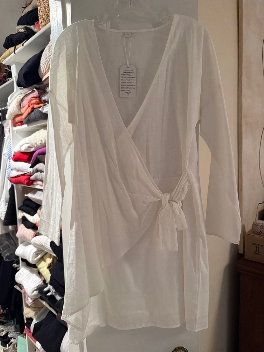Women’s White Wrap Tunic Coverup; Size S